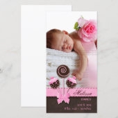 Baby Girl Photocard Faire-part Gâteau Pops rose (Devant / Derrière)
