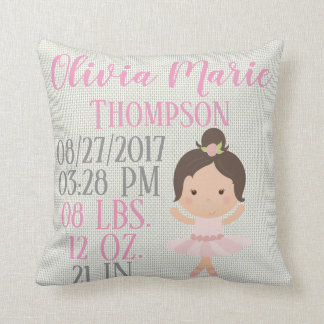 Baby Girl Pink Ballerina Ballet Dancer Birth Kussen