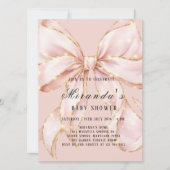 Baby Girl Pink Bow Baby Shower Invitation (Devant)