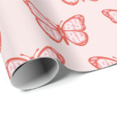 Baby Girl Pink Butterfly Baby shower Cadeaupapier (Rol Hoek)