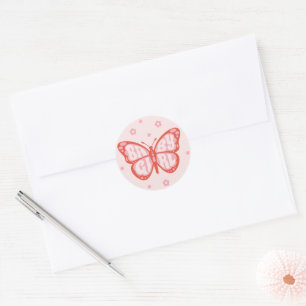 Baby Girl Pink Butterfly Baby shower Confetti Ronde Sticker