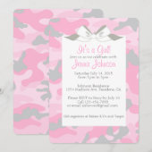 Baby Girl Pink Camo Shower Party uitgenodigd Kaart (Voorkant / Achterkant)