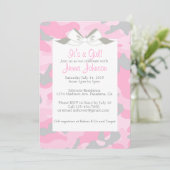 Baby Girl Pink Camo Shower Party uitgenodigd Kaart (Staand voorkant)