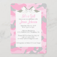 Baby Girl Pink Camo Shower Party uitgenodigd