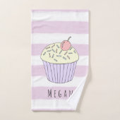 Baby Girl Pink Doodle Cupcake Nom du Motif (Serviette à main)