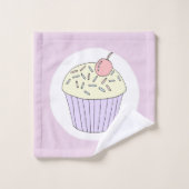 Baby Girl Pink Doodle Cupcake Nom du Motif (Gant de toilette)