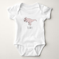 Baby Girl Pink Doodle T-Rex Dinosaur met naam