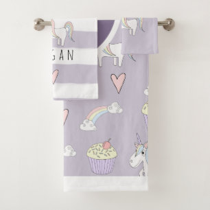Baby Girl Pink Doodle Unicorn Rainbow Nom du Motif