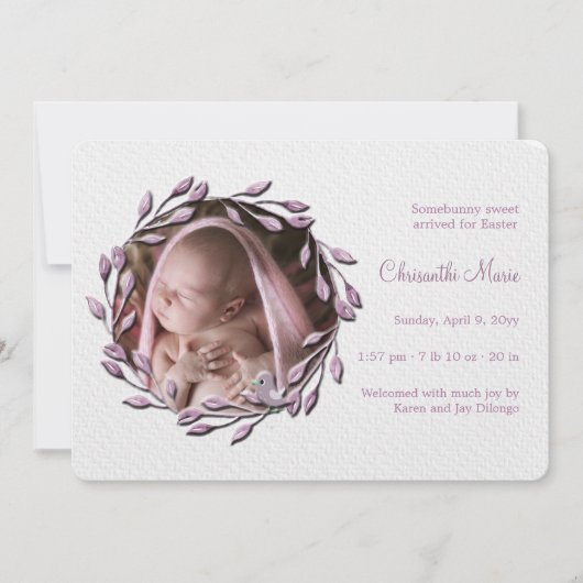 Baby Girl Pink Foto geboorteaankondiging Aankondiging (Voorkant)