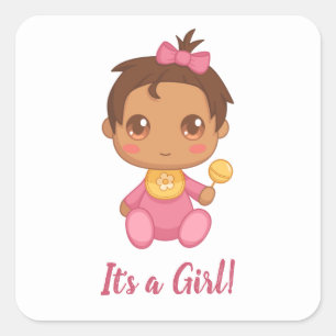 Baby Girl Pink Jumpsuit aangepaste tekst Vierkante Sticker