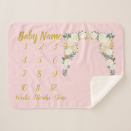 Baby Girl Pink Milestone Blanket op maat Sherpa Deken