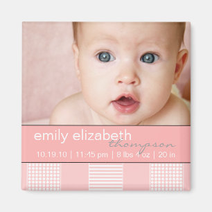 Baby Girl Pink Modern Photo Magnet Magneet