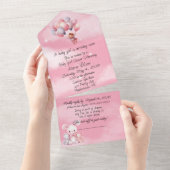 Baby Girl Pink Nuages Ballons Douche Invitation (Déchirure)