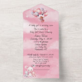 Baby Girl Pink Nuages Ballons Douche Invitation (À l'intérieur)