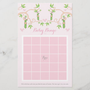 Baby Girl Pink Pea in een Peud Custom Baby Bingo G Briefpapier