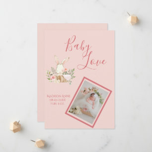 Baby Girl Pink Script Cute Elegant Baby Birth Aankondiging