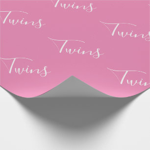 Baby Girl Pink Twin Girls Script Cadeaupapier