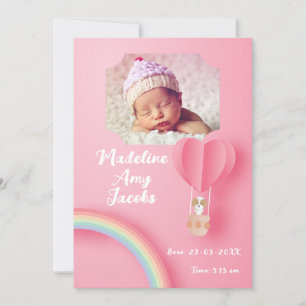 Baby Girl Puppy Birth Date Foto aankondiging