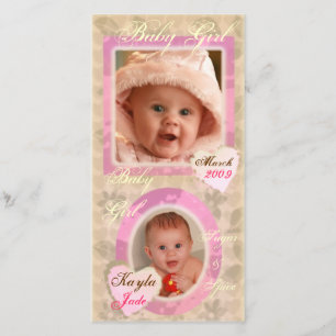Baby Girl Rose & Crème Carte photo Vintage