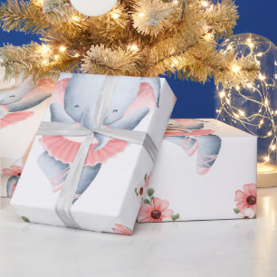 Baby girl roze olifant verpakkingspapier cadeaupapier