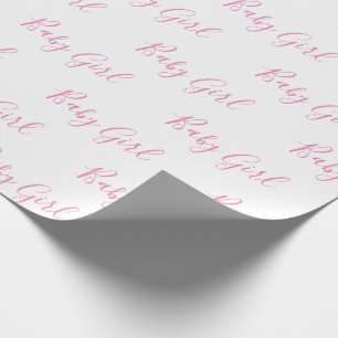 Baby Girl Script Pink Shower Wrapping Paper Cadeaupapier