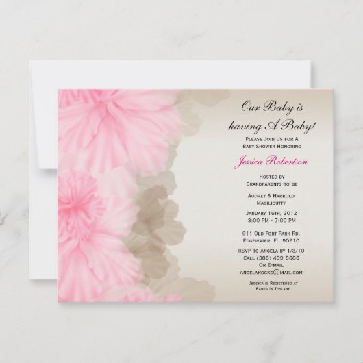 Baby Girl Shower, Cute Pink Kaart (Voorkant)