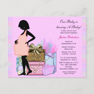Baby Girl Shower, Cute Pink Kaart