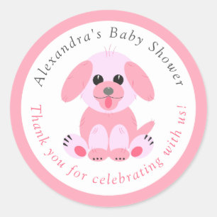 Baby Girl Shower Dank je persoonlijk puppy roze Ronde Sticker