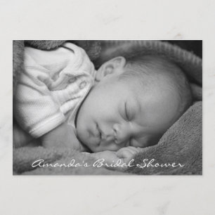 Baby Girl Shower Feet Glitter White Grey Photo Kaart