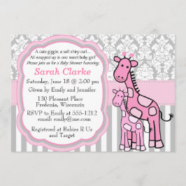 Baby Girl Shower Invitation roze giraf aanpassen Kaart