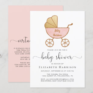 Baby Girl Shower met Virtual Option Roze Kaart