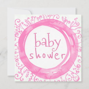 Baby Girl Shower Pink Waterverf Floral Wreate Kaart