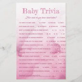 Baby Girl Shower Quiz Fact of Fiction Trivia game (Achterkant)