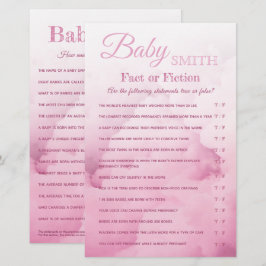 Baby Girl Shower Quiz Fact of Fiction Trivia game
