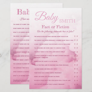 Baby Girl Shower Quiz Fact of Fiction Trivia game