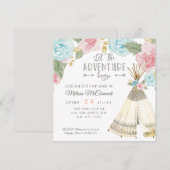 Baby Girl Shower Teepee Grey Adventure Begin Arrow Kaart (Voorkant / Achterkant)