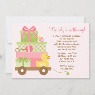 Baby Girl Shower-uitnodiging Kaart