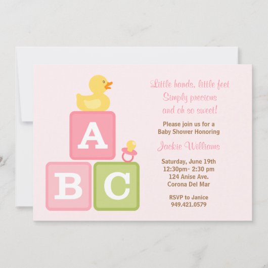 Baby Girl Shower-uitnodiging Kaart (Voorkant)