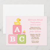 Baby Girl Shower-uitnodiging Kaart (Voorkant / Achterkant)