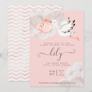 Baby Girl Shower-uitnodiging Kaart