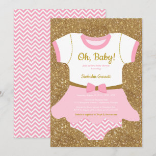 Baby girl Shower-uitnodiging, pyjama's, romper Kaart