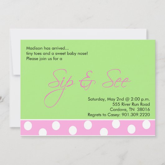 Baby Girl Sip and See Invitations (Devant)