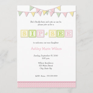 Baby Girl Sip en zie Uitnodiging