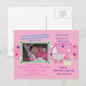 Baby Girl Sip & Voir carte postale Douche (Devant / Derrière)