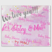 Baby Girl Soft Daisies Pink Waterverf Baby shower Cadeaupapier (Vlak)