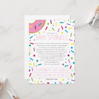 Baby Girl Sprinkle Invitation Kaart