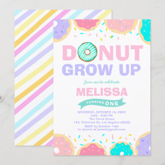 Baby Girl Sprinkles Birthday Donut Grow Up Party Kaart