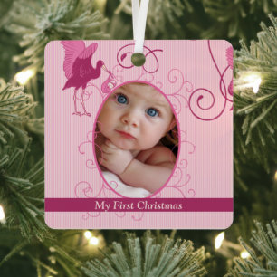 Baby Girl Tiny T-shirt Foto Ornament met geboortev