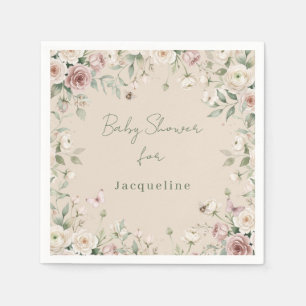 Baby Girl to Bee Rose Bloemige Taupe en Roze Showe Servet
