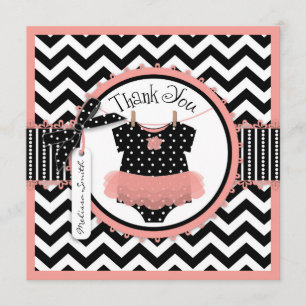 Baby Girl Tutu Chevron Afdrukken Dank je Bedankkaart